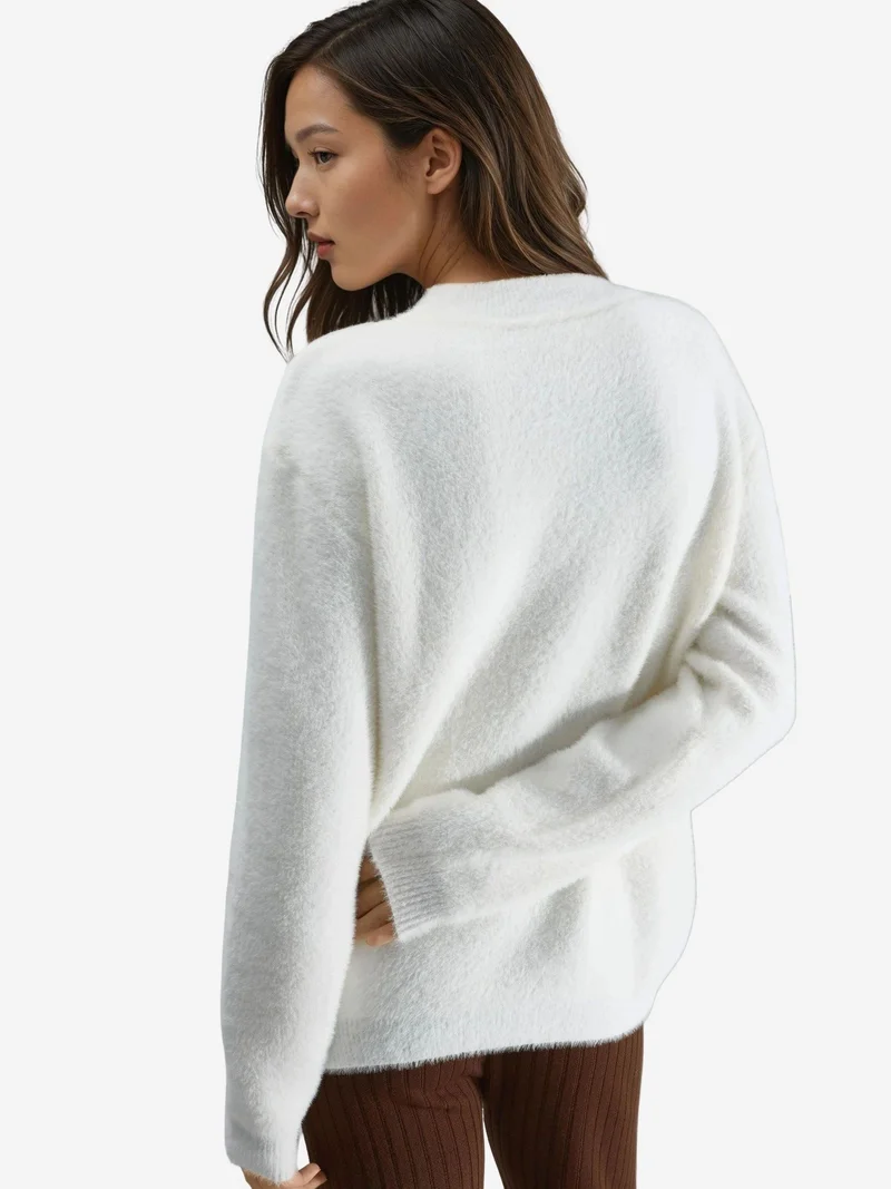 My Fashion White MY FASHION Oversize Teddy Bear Plush Sweater for Women | Best Price UAE