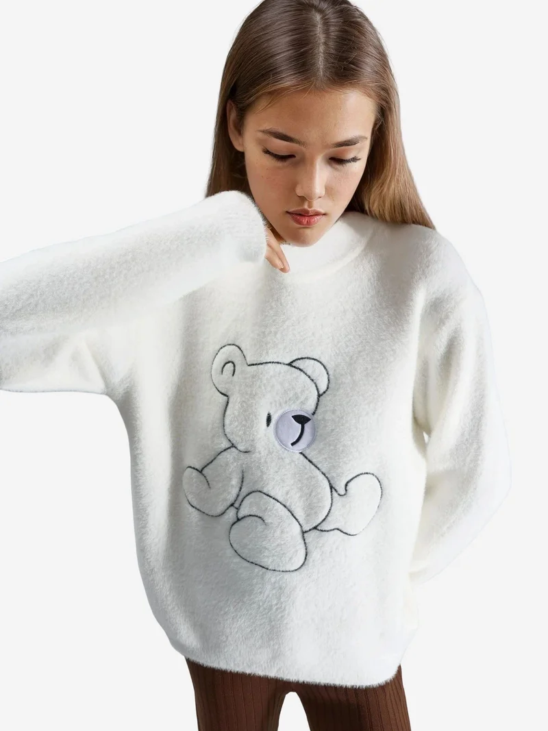 MY FASHION Oversize Teddy Bear Plush Sweater