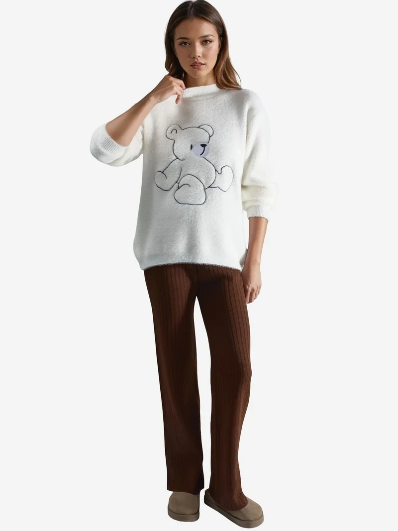 My Fashion White MY FASHION Oversize Teddy Bear Plush Sweater for Women | Best Price UAE