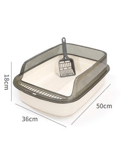 Large Cat Litter Box,Open Top Cat Litter Tray with Scoop.Clean Semi-Closed Litter Box Easy to Clean and Assemble
