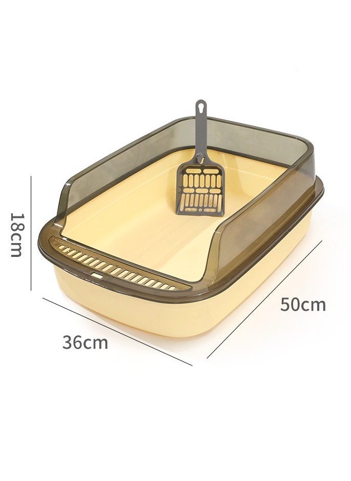 TaoTaoPets - Large Cat Litter Box,Open Top Cat Litter Tray with Scoop.Clean Semi-Closed Litter Box Easy to Clean and Assemble - Image 1