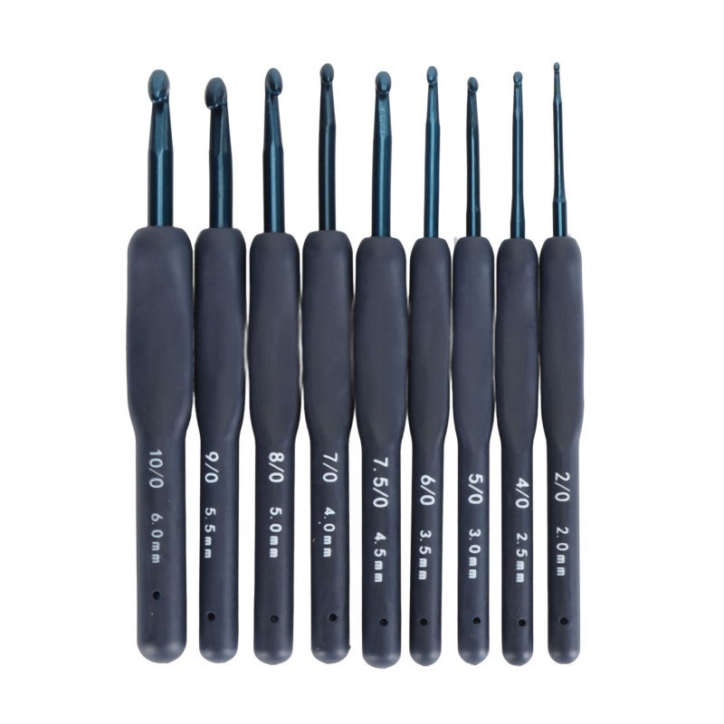 Ergonomic Crochet Hooks Set: 9 Sizes 2.0mm-6.0mm Smooth Polished Hook Head - Soft Grip Comfortable Handle Clear Size Identification for Arthritic Hands Beginners Travel Knitters Holiday Gifting - Image 1