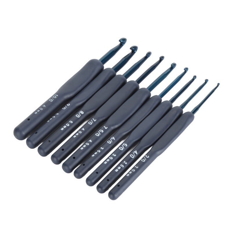 Ergonomic Crochet Hooks Set: 9 Sizes 2.0mm-6.0mm Smooth Polished Hook Head - Soft Grip Comfortable Handle Clear Size Identification for Arthritic Hands Beginners Travel Knitters Holiday Gifting - Image 2