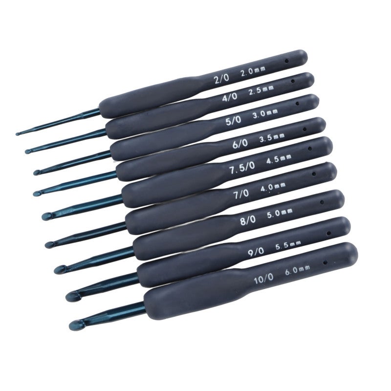 Ergonomic Crochet Hooks Set: 9 Sizes 2.0mm-6.0mm Smooth Polished Hook Head - Soft Grip Comfortable Handle Clear Size Identification for Arthritic Hands Beginners Travel Knitters Holiday Gifting - Image 5