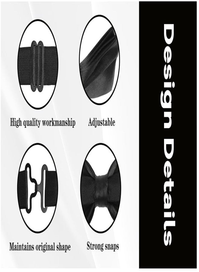 RANDOM STRIPE Men’s Classic Black Satin Pre-Tied Bow Tie – Adjustable Formal Bowtie (Black) - Image 4