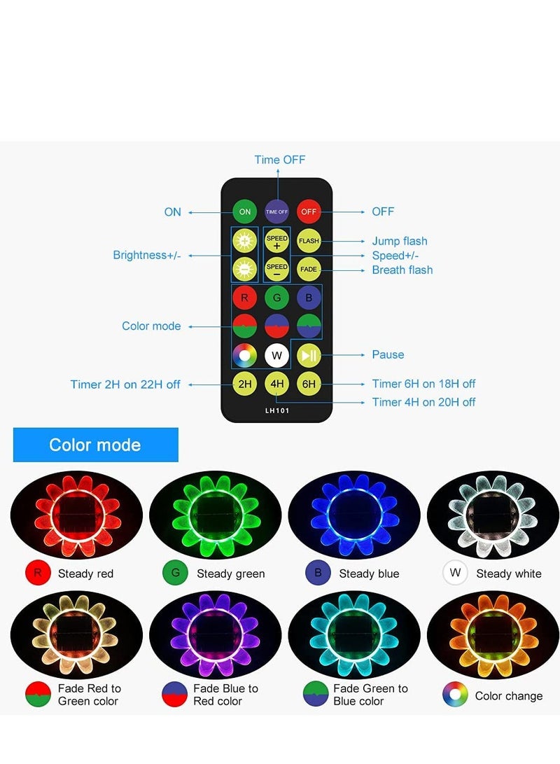 SYOSI Floating Pool Lights Solar Outdoor Sunflower Lights 2 Lights  1 Control IP68 Waterproof Floating Lighting Amphibious Waterproof Floating Pond LED Night Lamps for Garden Pool Pond Backyard Decor - Image 4