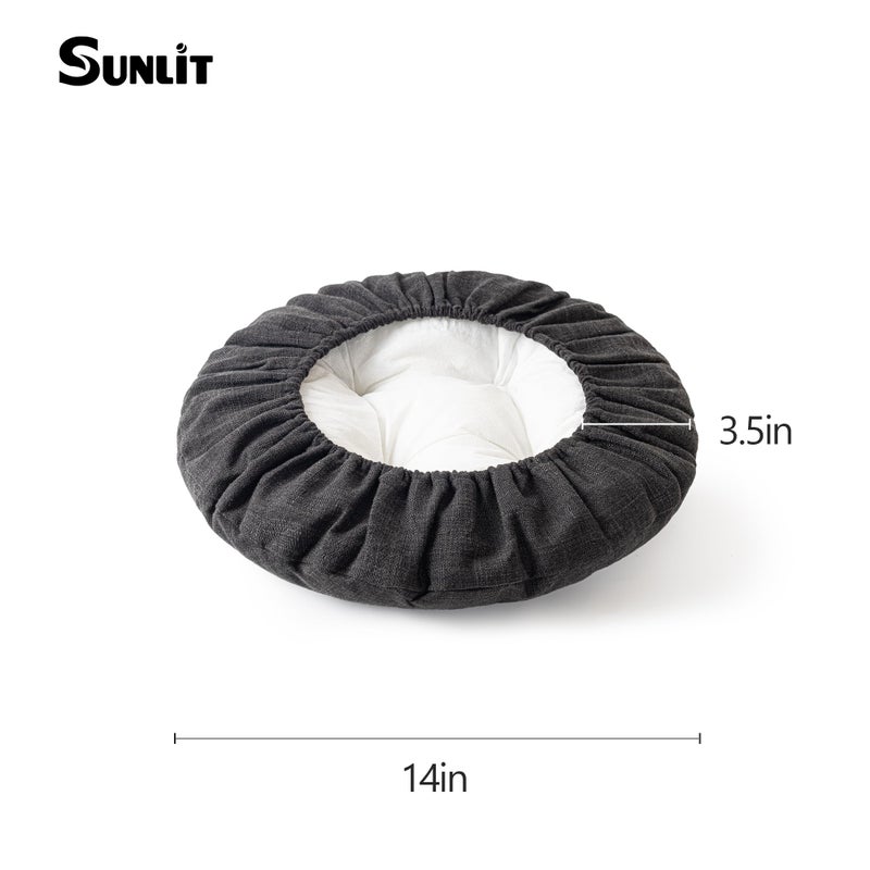 Sunlit Bar Stool Covers - Set of 2 Round Bar Stool Seat Covers, Soft and Cushioned Bar Chair Covers, Easy to Install and Wash, Cover Only, 14 Inch Diameter, Black - Image 5