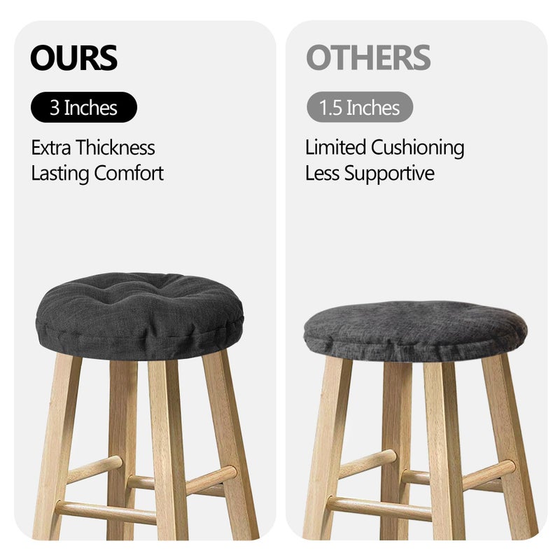 Sunlit Bar Stool Covers - Set of 2 Round Bar Stool Seat Covers, Soft and Cushioned Bar Chair Covers, Easy to Install and Wash, Cover Only, 14 Inch Diameter, Black - Image 4