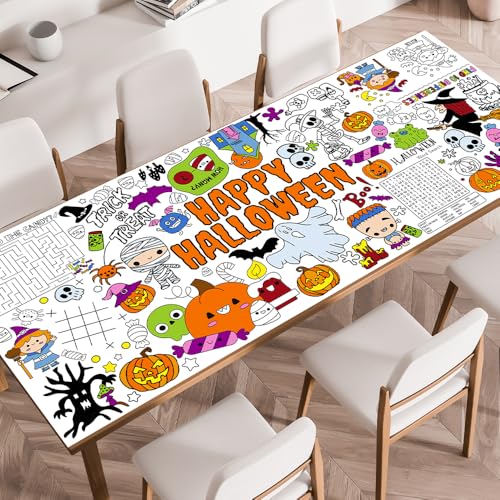SPERINGEEN Halloween Decorations, Halloween Crafts for Kids - Coloring Tablecloth, Games, Poster, Activities, Gifts, Banner, Party Favors for Family or Classroom Party Decorations - Image 1