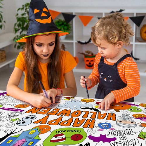 SPERINGEEN Halloween Decorations, Halloween Crafts for Kids - Coloring Tablecloth, Games, Poster, Activities, Gifts, Banner, Party Favors for Family or Classroom Party Decorations - Image 3
