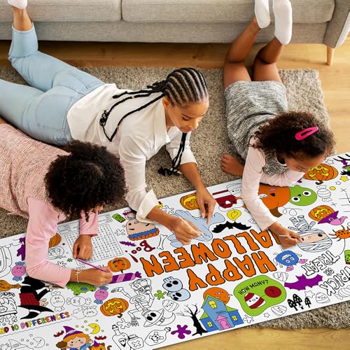 SPERINGEEN Halloween Decorations, Halloween Crafts for Kids - Coloring Tablecloth, Games, Poster, Activities, Gifts, Banner, Party Favors for Family or Classroom Party Decorations - Image 5