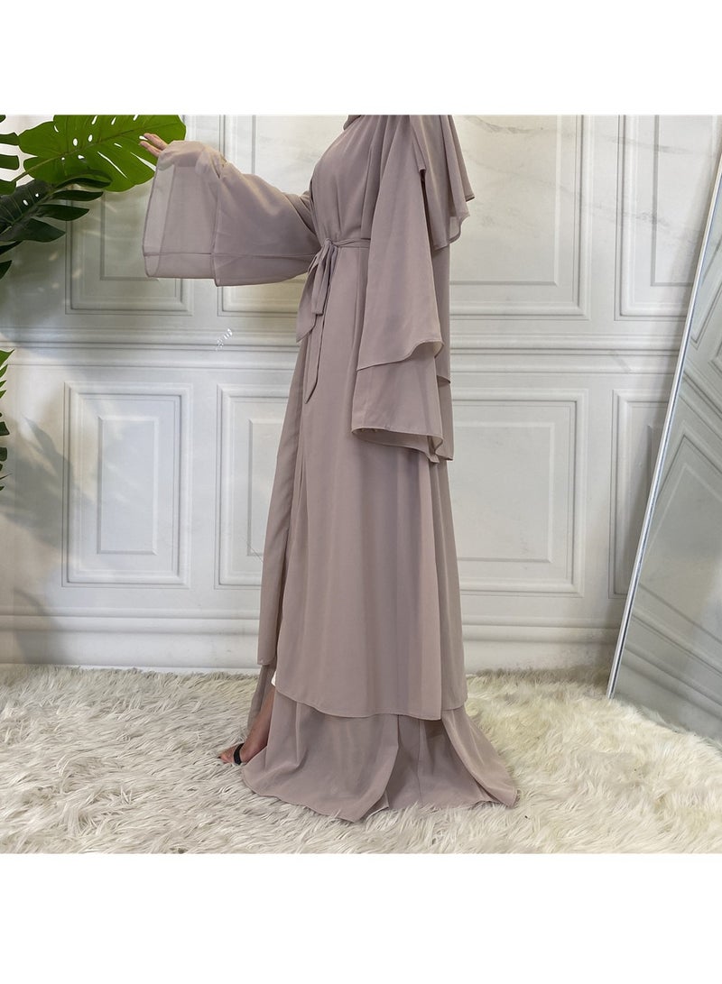 Loquat Women Abaya Comfortable Muslim Dress Solid Loose Fit Long Cardigan Hijab Durable And Breathable Robe Open Front Kaftan Maxi Dress For Women Teens  - Image 3