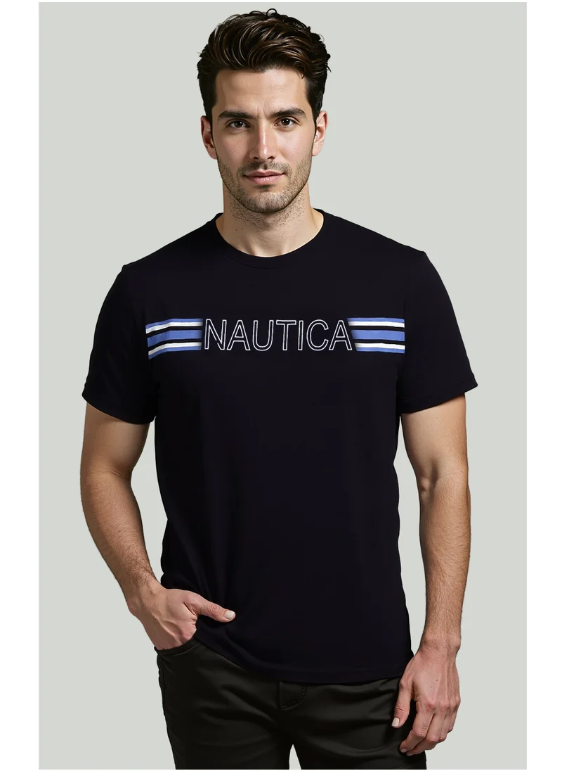 NAUTICA Logo Regular Fit Premium Cotton Crew Neck T-shirt
