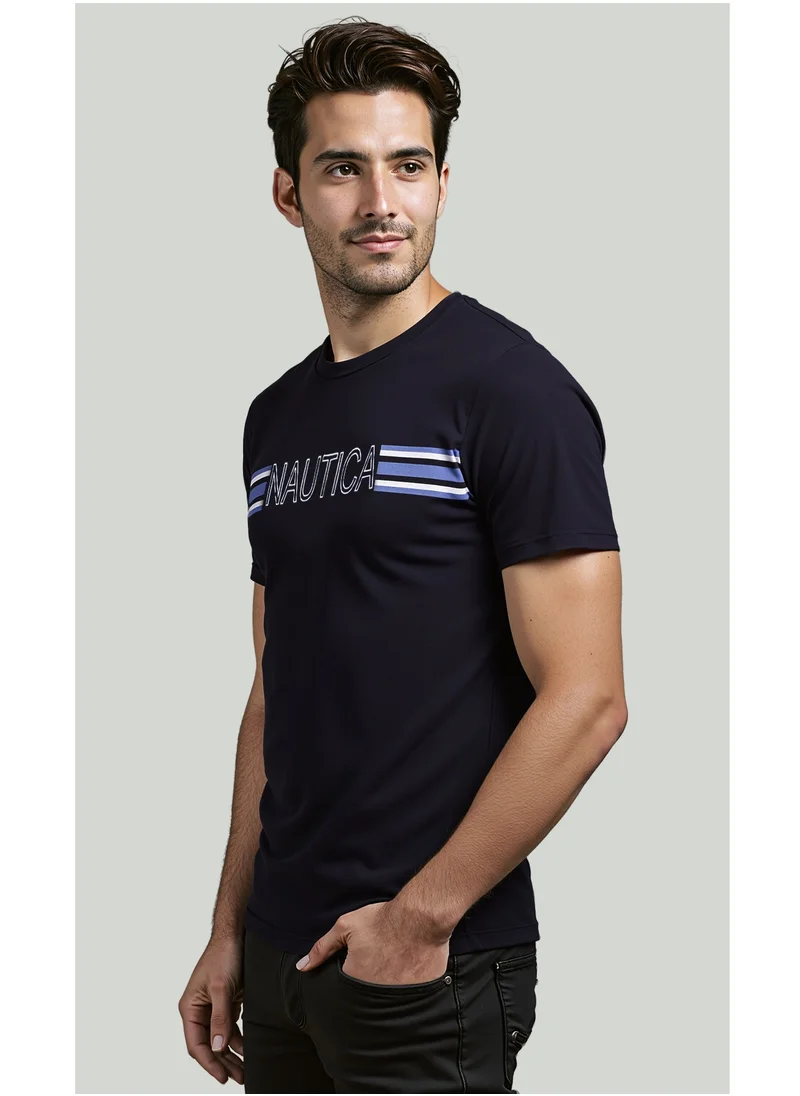 NAUTICA Logo Regular Fit Premium Cotton Crew Neck T-shirt