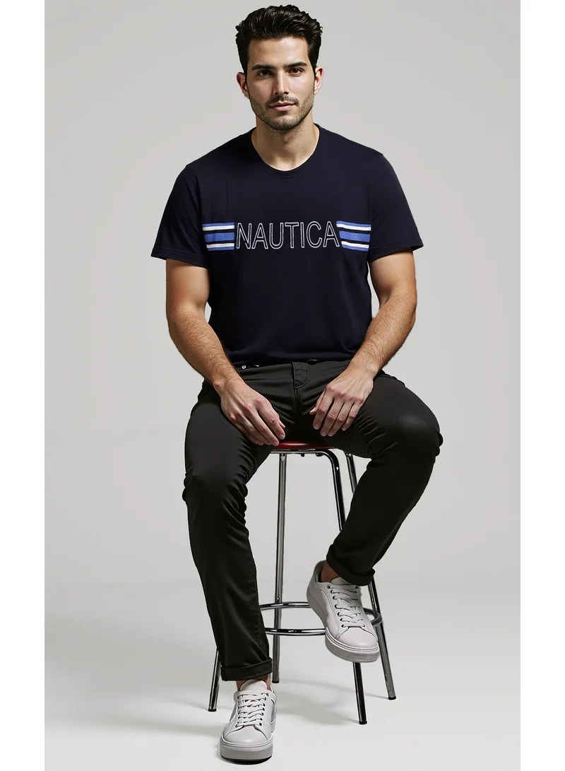 NAUTICA Logo Regular Fit Premium Cotton Crew Neck T-shirt