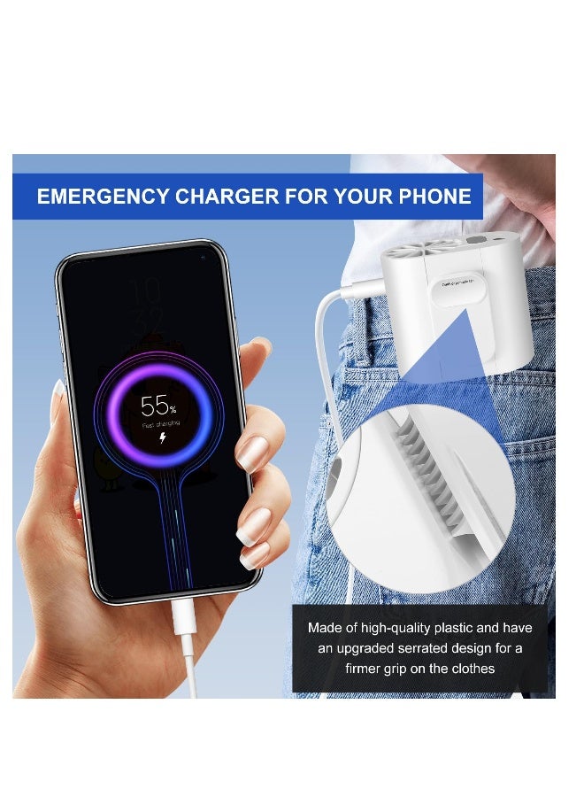 Mini Portable Waist Fan with Display, Clip on Belt Fan with Flashlight, 8000mAh Rechargeable Body Fan, Personal Shirt Fan Clip for Camping, Hiking, Gardening, Outdoor Working, Farm, White - Image 5