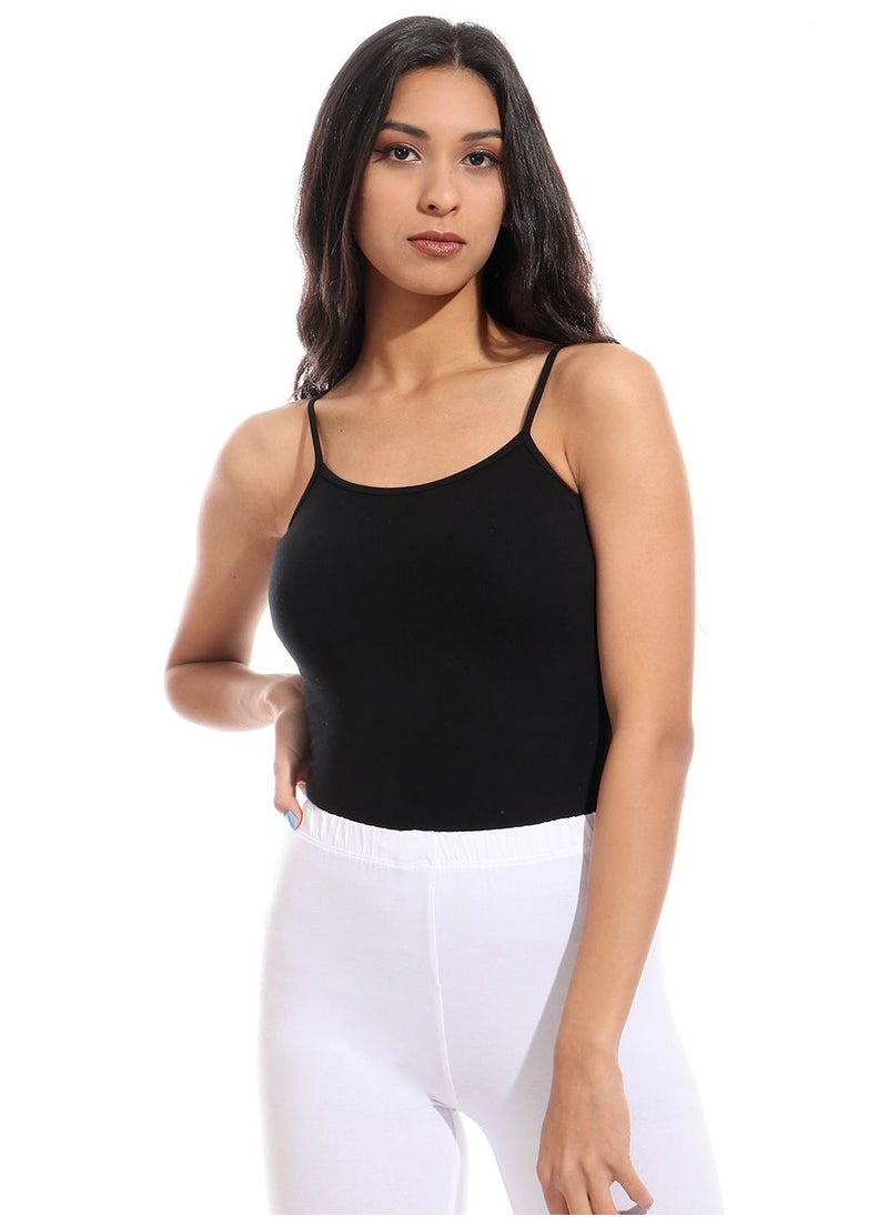 Mesery - Mesery Bundle Of Three Cotton Stretch Plain Spaghetti Tops-BLack - Image 1
