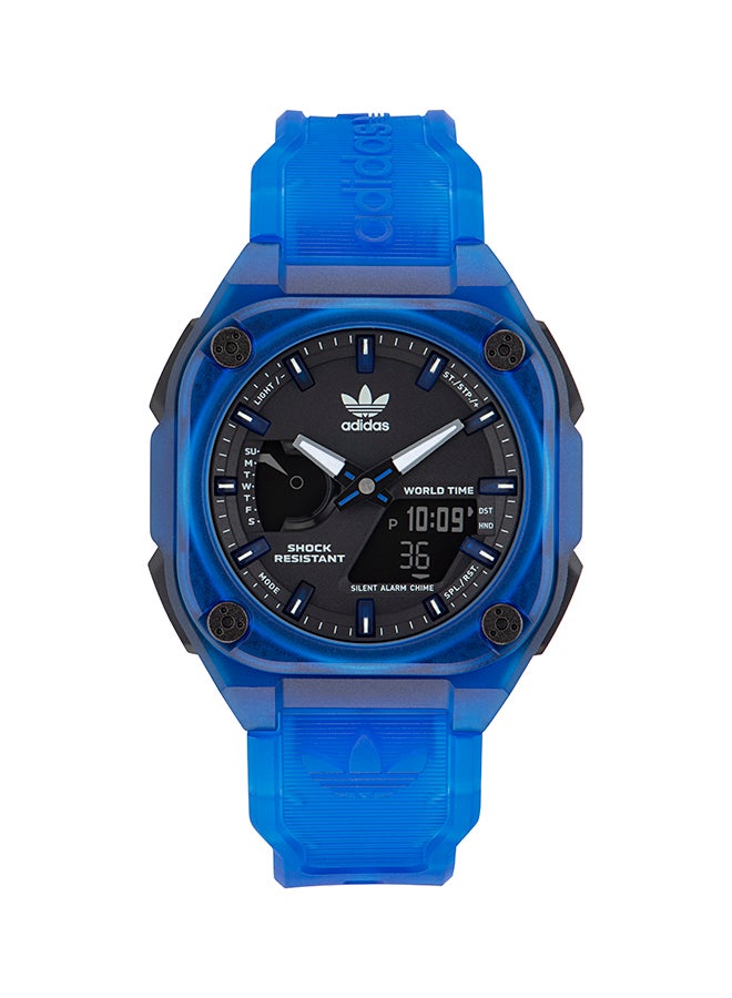 Ana-digit, Translucent Blue Resin Case Black Dial Translucent Blue Resin Strap