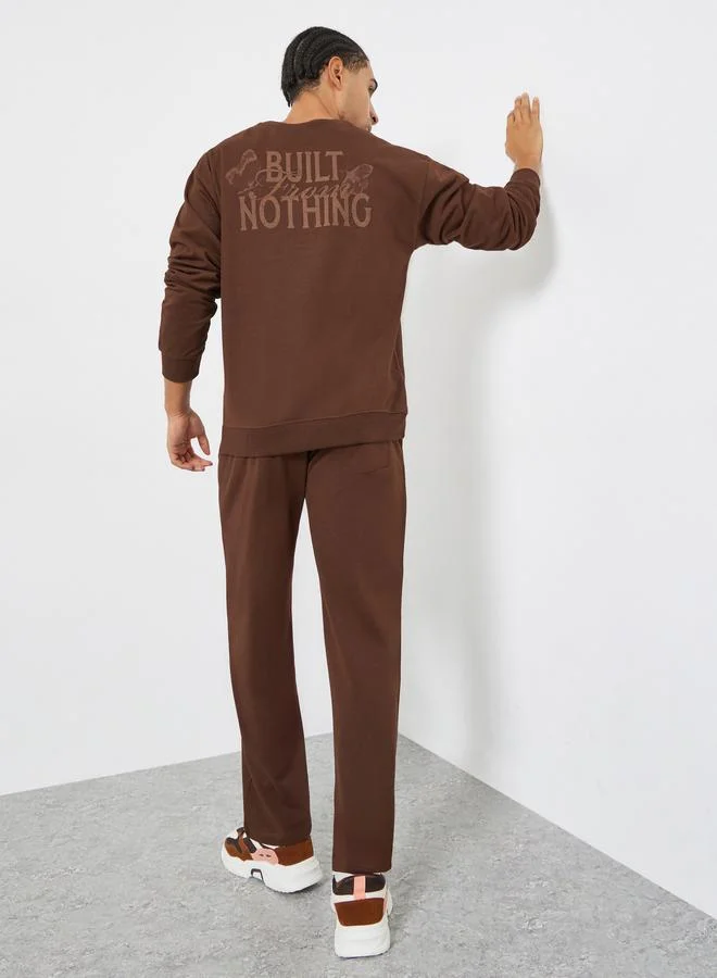 Styli Men Coffee Brown Relaxed Fit Sweatshirt and Joggers Co-Ords