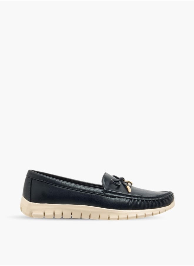 Le Confort Women Textured Slip-On Loafers with Bow Applique  - Image 3