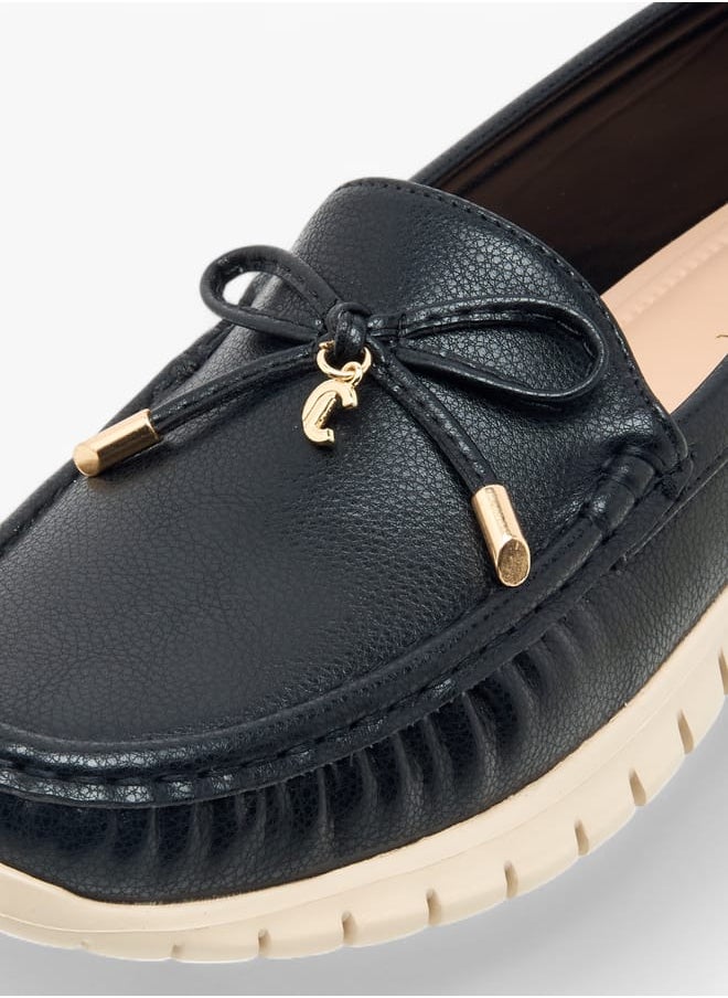 Le Confort Women Textured Slip-On Loafers with Bow Applique  - Image 4