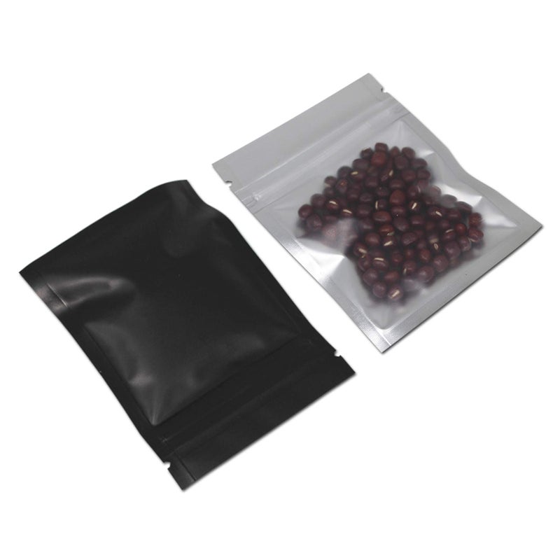 PABCK 100 Pcs Clear Mylar Bags Matte Black 2.9x3.9inch (2.5x2.7inch inside size) Heat Seal Resealable Airtight Zipper Lock Pouch for Zip Reclosable Lock Food Storage Grocery Pack - Image 1