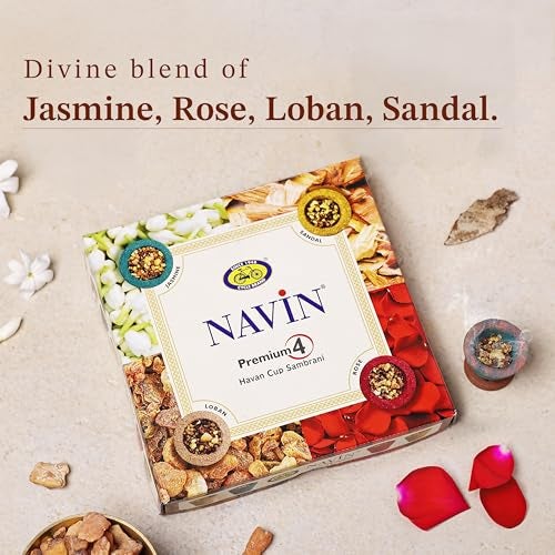 Cycle Pure Navin Premium 4-in-1 Havan Sambrani Cups | Natural & Traditional Aromatic Experience | Pack of 3 (Jasmine, Sandal, Rose, Loban) - Image 5