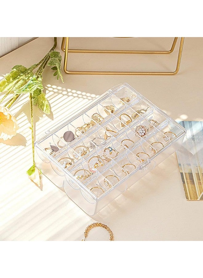 Golden Bird Golden bird 30 Grid 2 Layer Jewellery Organiser Transparent Storage Box With Removable Dividers Jewelry Box Organizer Storage Container (Clear) - Image 1
