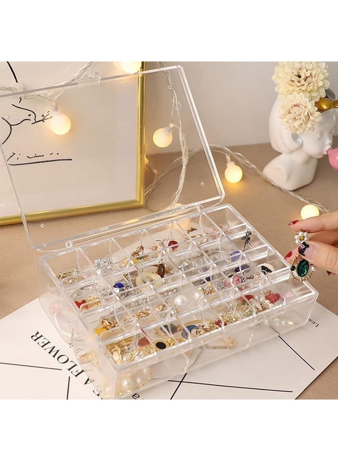 Golden Bird Golden bird 30 Grid 2 Layer Jewellery Organiser Transparent Storage Box With Removable Dividers Jewelry Box Organizer Storage Container (Clear) - Image 2