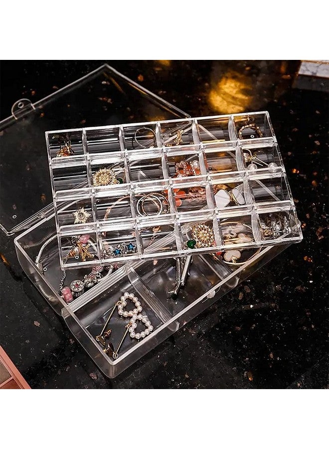 Golden Bird Golden bird 30 Grid 2 Layer Jewellery Organiser Transparent Storage Box With Removable Dividers Jewelry Box Organizer Storage Container (Clear) - Image 5