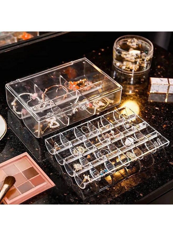 Golden Bird Golden bird 30 Grid 2 Layer Jewellery Organiser Transparent Storage Box With Removable Dividers Jewelry Box Organizer Storage Container (Clear) - Image 4