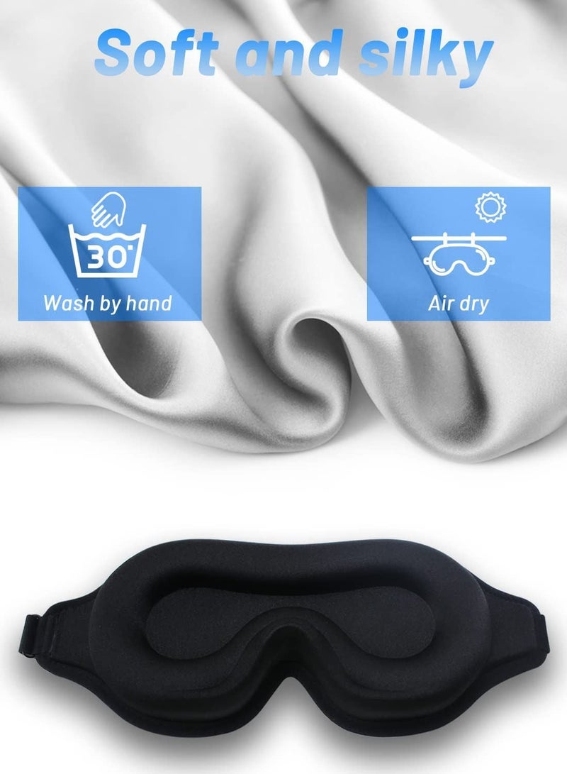Sharpdo Sleep Mask For Men Women, Upgraded 3D Contoured Cup Eye Mask Blindfold, Block Out Light, Eye Mask With Adjustable Strap, Breathable & Soft For Sleeping, Yoga, Traveling (Black) - Image 3