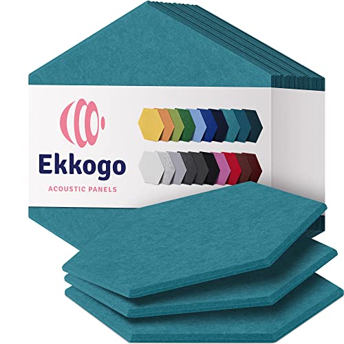 Ekkogo Acoustic Panels 12-Pack Soundproof Wall Panels 12"X10.4"X0.4" Sound Panels High Density Sound Dampening Panels - [Light Turquoise Hexagon] - Image 1