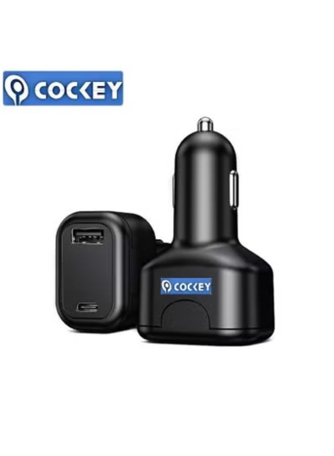 COCKEY vehicle GPS positioning fast charger. Dual-port fast charging (USB+Type-C) plug-and-play vehicle tracking and on-board charging positioning dual-in-one device, suitable for car charging - Image 1