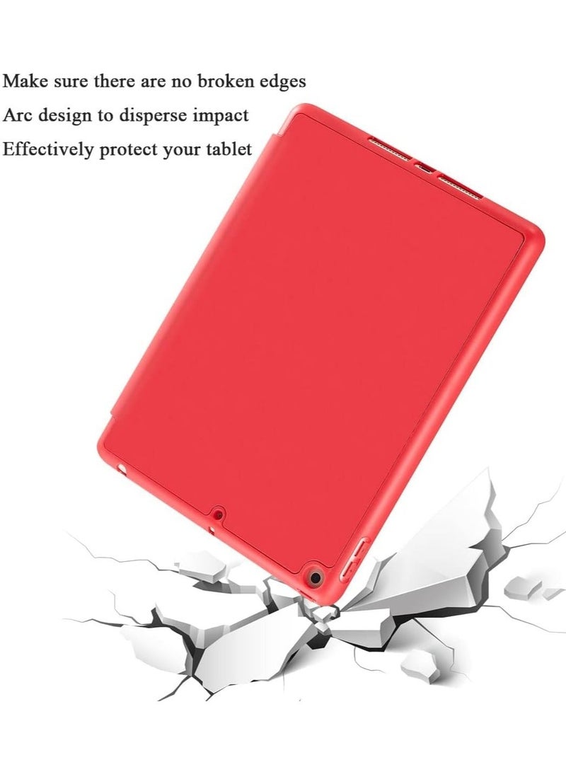 Raxoom Compatible iPad 10.2-Inch Case (9th/8th/7th Generation, 2021/2020/2019) with Pencil Holder - Slim Soft TPU Smart Trifold Stand Protective Full Body Cover, Auto Sleep/Wake - Red - Image 3