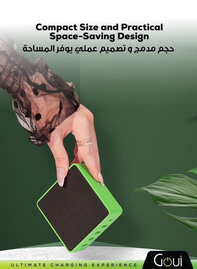 جوي شاحن كيمبا مكتبي خفيف الوزن وقوي بخمسة منافذ أسود/أخضر - Image 3