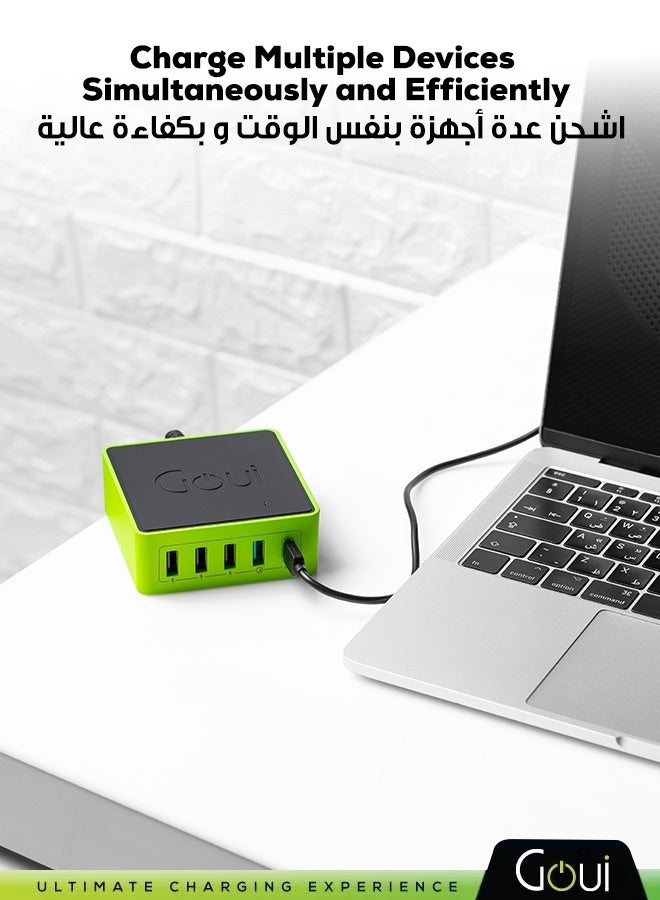 جوي شاحن كيمبا مكتبي خفيف الوزن وقوي بخمسة منافذ أسود/أخضر - Image 5