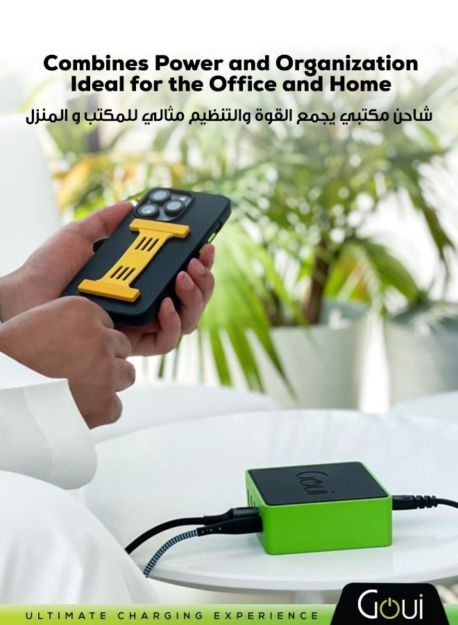 جوي شاحن كيمبا مكتبي خفيف الوزن وقوي بخمسة منافذ أسود/أخضر - Image 4