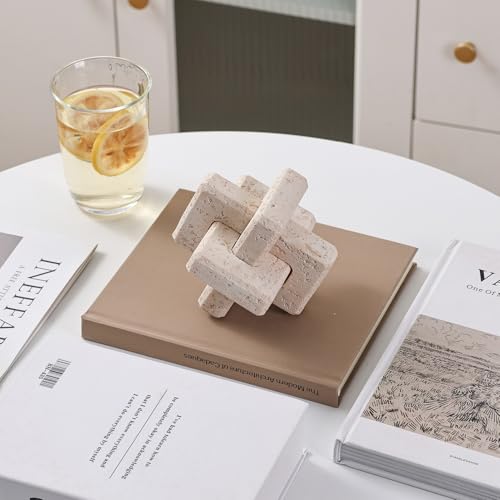 Dneuoir 3-Link Knot Resin Travertine Decor, Coffee Table Decor, Book Shelf Entry Table Decoration, Boho Decorative Objects, Aesthetic Accents for Modern Rustic Office Living Room Home Décor - Image 4