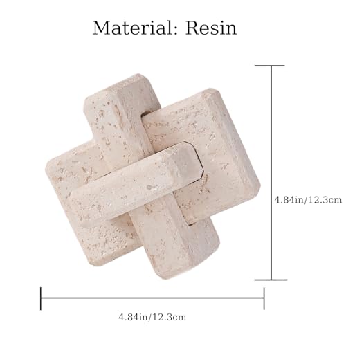 Dneuoir 3-Link Knot Resin Travertine Decor, Coffee Table Decor, Book Shelf Entry Table Decoration, Boho Decorative Objects, Aesthetic Accents for Modern Rustic Office Living Room Home Décor - Image 5