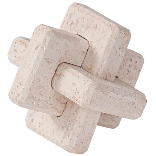 Dneuoir 3-Link Knot Resin Travertine Decor, Coffee Table Decor, Book Shelf Entry Table Decoration, Boho Decorative Objects, Aesthetic Accents for Modern Rustic Office Living Room Home Décor - Image 1