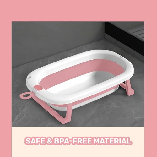 Safe-O-Kid All-in-One Foldable Baby Bathtub – Lightweight, BPA-Free with Drain Plug, for Newborns to 0-5 Year- Pink - Image 3
