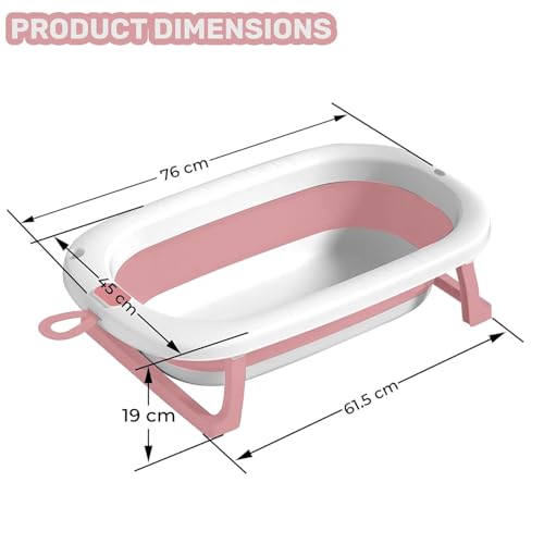 Safe-O-Kid All-in-One Foldable Baby Bathtub – Lightweight, BPA-Free with Drain Plug, for Newborns to 0-5 Year- Pink - Image 4