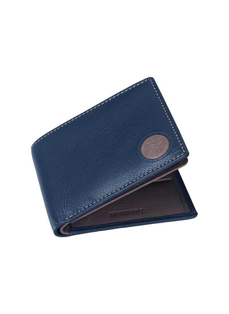 HORNBULL HORNBULL Billy Navy-Mud Leather Wallet for Men | Soft and Stylist Mens Wallet with RFID Blocking | Premium Gift for Men  - Image 1
