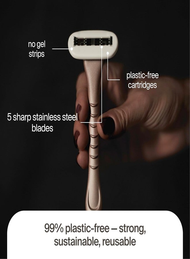 Razeco5 Plastic-Free Cartridges – 5 Plastic-Free Cartridges, 5 Blades – Plastic-Free Shaving for a Zero-Waste Routine (Body - Image 2