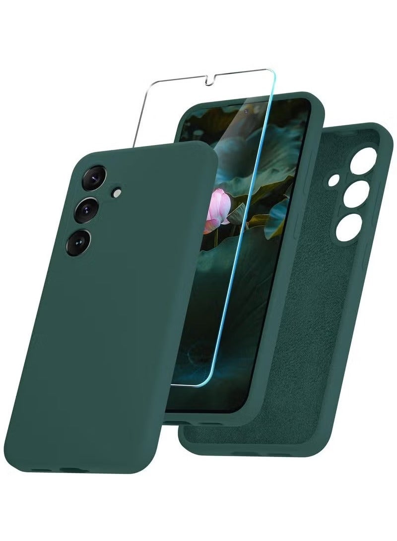 YJS Samsung Galaxy S24 Plus Case | Soft Silicone Phone Case with 1 Screen Protector | Anti-Scratch Microfiber Lining | Full Body Shockproof Slim Cover | Wireless Charging Compatible | Durable Deep Green Protective Case for Samsung Galaxy S24+ - Image 1