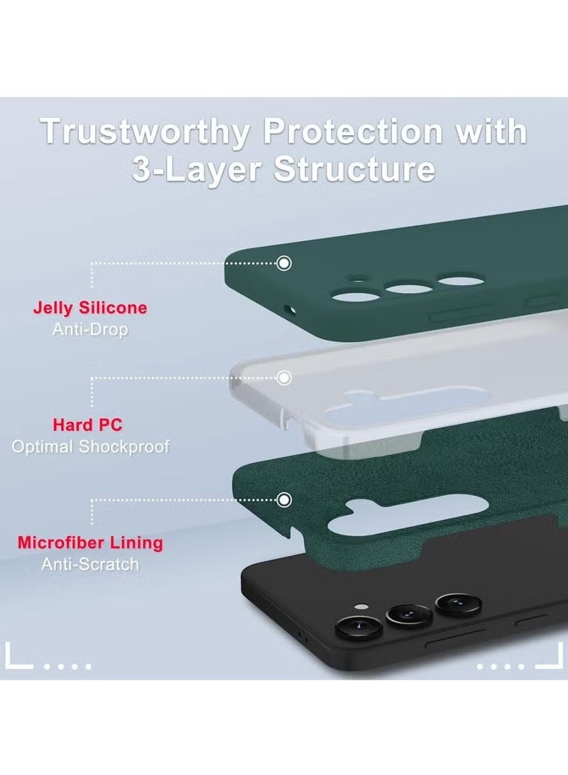YJS Samsung Galaxy S24 Plus Case | Soft Silicone Phone Case with 1 Screen Protector | Anti-Scratch Microfiber Lining | Full Body Shockproof Slim Cover | Wireless Charging Compatible | Durable Deep Green Protective Case for Samsung Galaxy S24+ - Image 2
