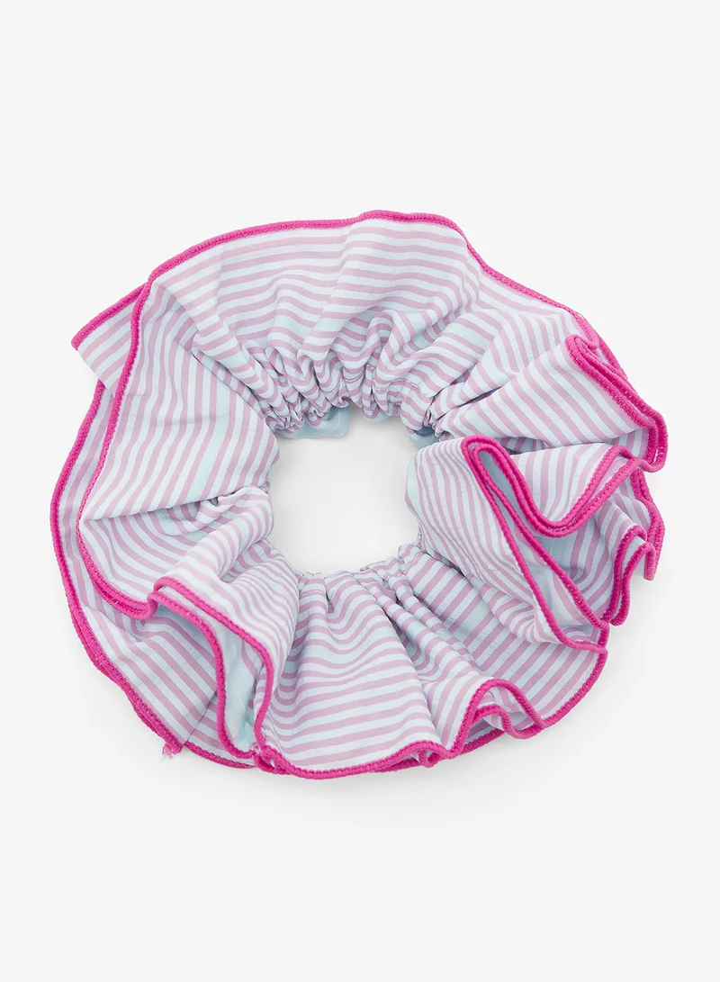 جينجر Stripe Ruffle Scrunchie