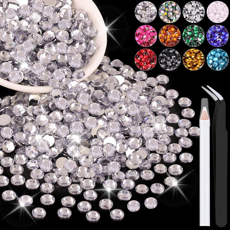BELLEBOOST 1200PCS 6mm Resin Rhinestones in Bulk Clear Bedazzling Flatback Crystals for Crafts DIY Nail Decoration Gems Charms for Tumbler Shoes Clothing Fabric with Pickup Pen and Tweezers - Image 3