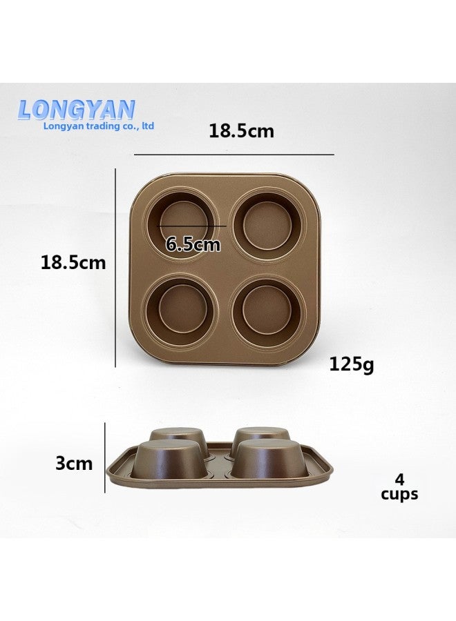 Cake Mold Non-stick 6-Piece 4-piece Cup Round Coated Baking Pan Flat Flower Donut Baking Pan Mold-Specifications:6 Cup Golden Thread - Image 4